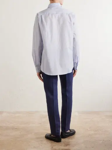 Sunspel Camp-Collar Cotton and Linen-Blend Shirt - Men | Thumbnail 4
