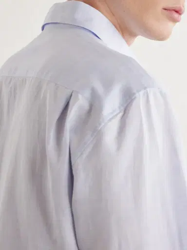 Sunspel Camp-Collar Cotton and Linen-Blend Shirt - Men | Thumbnail 5