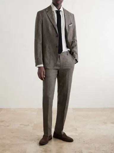 Sunspel Straight-Leg Pleated Linen Suit Trousers - Men | Thumbnail 2