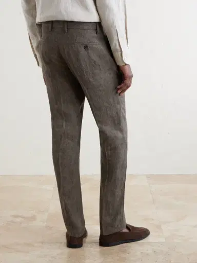 Sunspel Straight-Leg Pleated Linen Suit Trousers - Men | Thumbnail 4