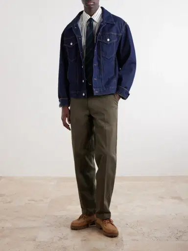 Drake's Straight-Leg Peached Cotton-Twill Trousers - Men | Thumbnail 2