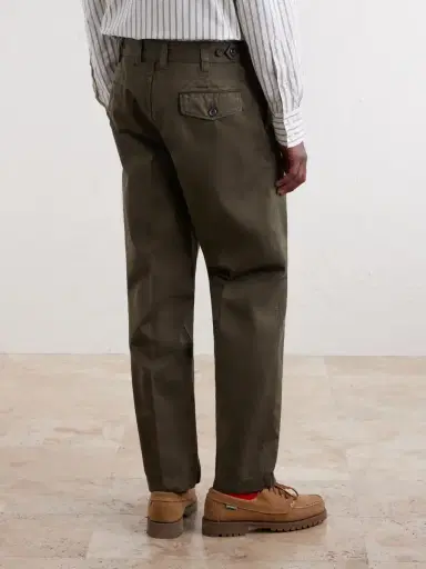 Drake's Straight-Leg Peached Cotton-Twill Trousers - Men | Thumbnail 4