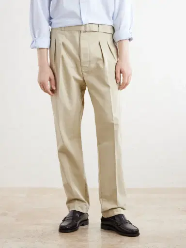 OFFICINE GÉNÉRALE Straight-Leg Pleated Cotton-Twill Chinos - Men | Thumbnail 3
