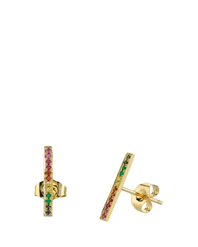 Sydney Evan 14K Rainbow Bar Stud Earring, Single