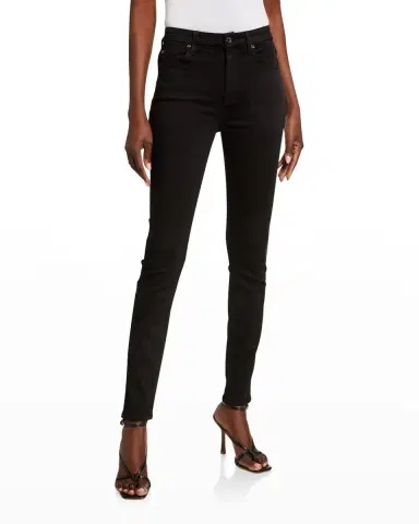 7 for all mankind High-Waist Skinny Jeans, Slim Illusion Luxe Black | Thumbnail 1 7 for all mankind High-Waist Skinny Jeans, Slim Illusion Luxe Black | Thumbnail 1