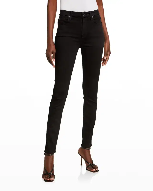 7 for all mankind High-Waist Skinny Jeans, Slim Illusion Luxe Black