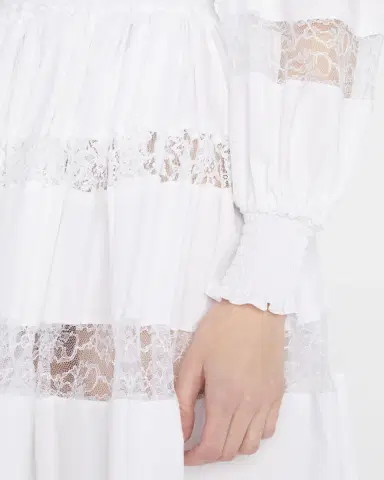 Dolce & Gabbana Lace Panel Smocked Fit-&-Flare Dress | Thumbnail 4 Dolce & Gabbana Lace Panel Smocked Fit-&-Flare Dress | Thumbnail 4