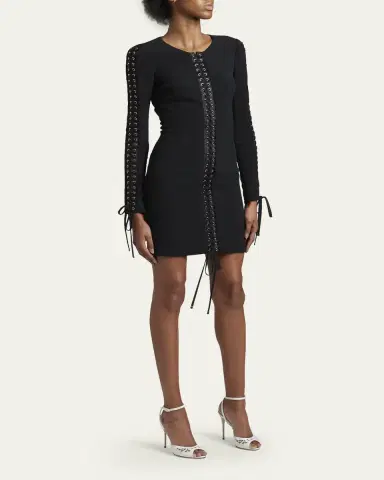 Dolce & Gabbana Lace-Up Cady Body-Con Mini Dress | Thumbnail 4