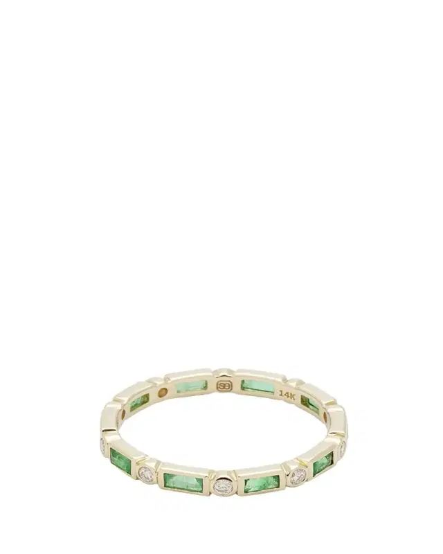 Sydney Evan 14K Yellow Gold Diamond and Emerald Eternity Ring
