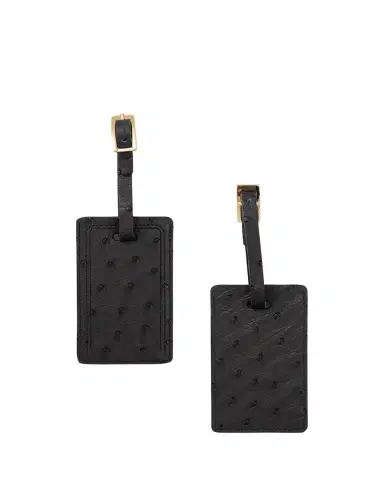 Abas Ostrich Leather Luggage Tag, Set of 2 | Thumbnail 1