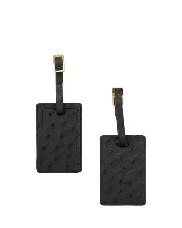 Abas Ostrich Leather Luggage Tag, Set of 2