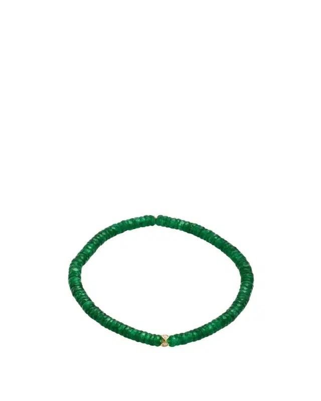 Sydney Evan 4mm Diamond Eternity Rondelle on Green Aventurine Wheel Bead Bracelet