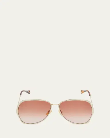Chloé Golden Tortoiseshell Metal Aviator Sunglasses | Thumbnail 3 Chloé Golden Tortoiseshell Metal Aviator Sunglasses | Thumbnail 3