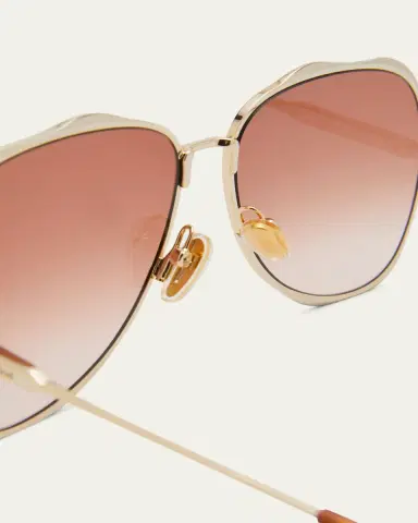 Chloé Golden Tortoiseshell Metal Aviator Sunglasses | Thumbnail 5 Chloé Golden Tortoiseshell Metal Aviator Sunglasses | Thumbnail 5