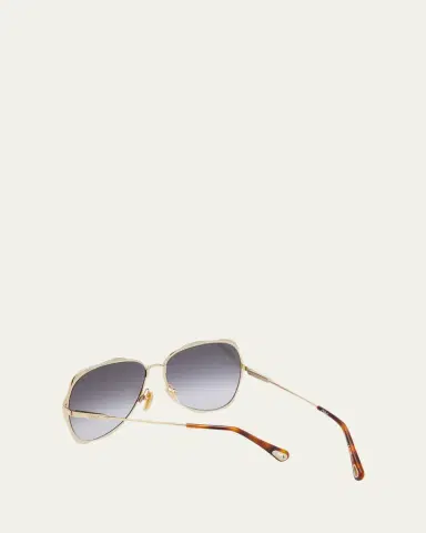 Chloé Golden Tortoiseshell Metal Aviator Sunglasses | Thumbnail 7 Chloé Golden Tortoiseshell Metal Aviator Sunglasses | Thumbnail 7