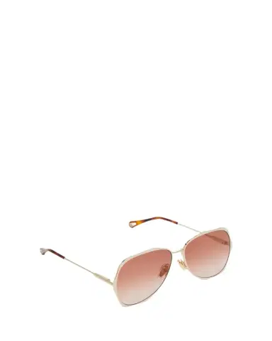 Chloé Golden Tortoiseshell Metal Aviator Sunglasses | Thumbnail 1 Chloé Golden Tortoiseshell Metal Aviator Sunglasses | Thumbnail 1