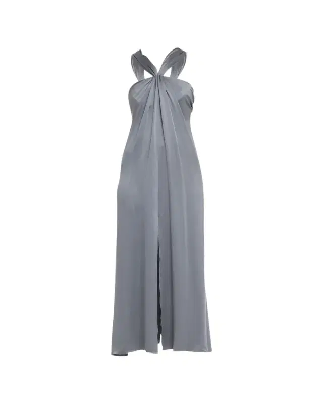 Gathered Halter Silk Gown