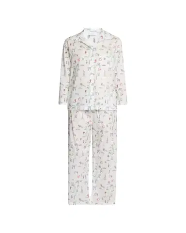 Pour Les Femmes NYC Icon Map-Print Egyptian Cotton Pajama Set | Thumbnail 1
