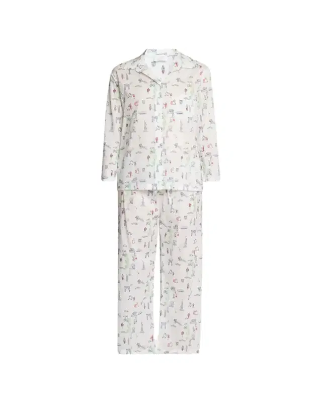 NYC Icon Map-Print Egyptian Cotton Pajama Set