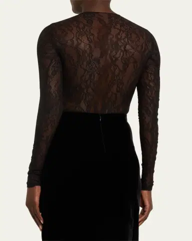 WARDROBE.NYC Lace Long-Sleeve Bodysuit | Thumbnail 3