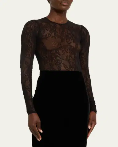 WARDROBE.NYC Lace Long-Sleeve Bodysuit | Thumbnail 4