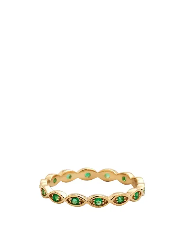 Sydney Evan 14k Yellow Gold Marquis Emerald Eternity Ring