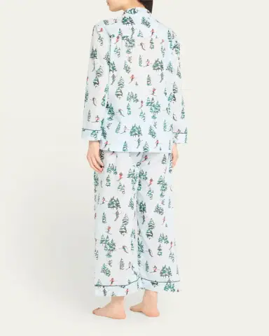 Pour Les Femmes Cropped Ski-Print Cotton Pajama Set | Thumbnail 3 Pour Les Femmes Cropped Ski-Print Cotton Pajama Set | Thumbnail 3