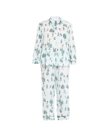 Pour Les Femmes Cropped Ski-Print Cotton Pajama Set | Thumbnail 1 Pour Les Femmes Cropped Ski-Print Cotton Pajama Set | Thumbnail 1