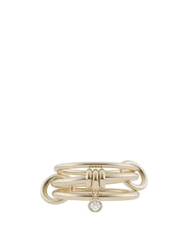 Spinelli Kilcollin Piera 1K Yellow Gold Diamond 3-Link Ring