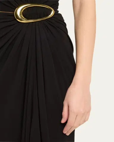 Bottega Veneta One-Shoulder Crepe Viscose Jersey Buckled Dress | Thumbnail 5 Bottega Veneta One-Shoulder Crepe Viscose Jersey Buckled Dress | Thumbnail 5