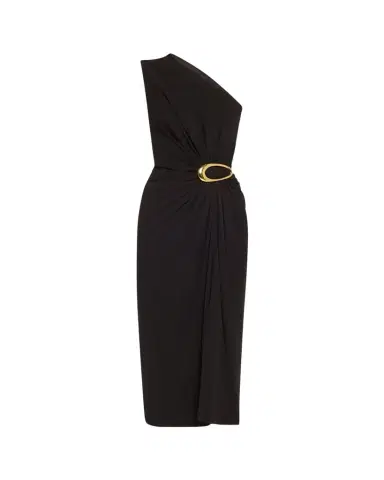 Bottega Veneta One-Shoulder Crepe Viscose Jersey Buckled Dress | Thumbnail 1 Bottega Veneta One-Shoulder Crepe Viscose Jersey Buckled Dress | Thumbnail 1