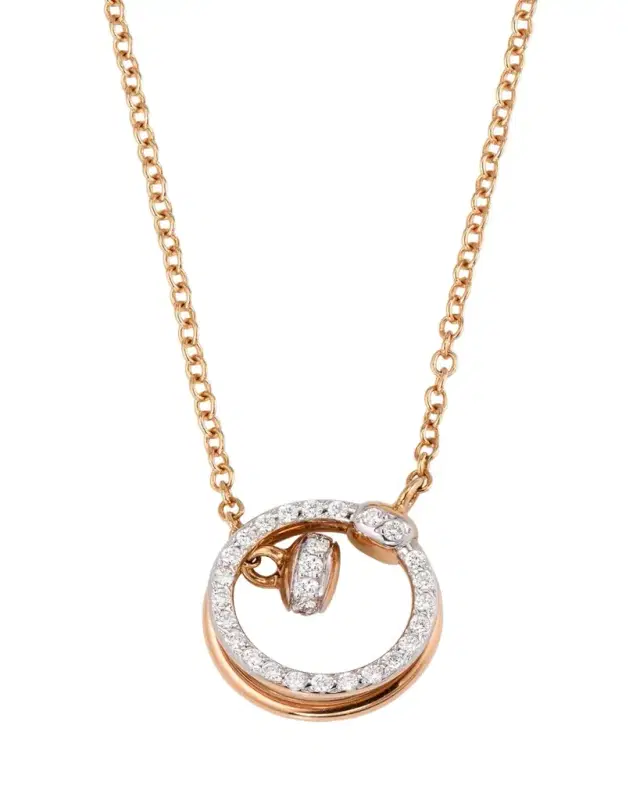 Pomellato Together 18K Rose Gold Diamond Circle Pendant Necklace