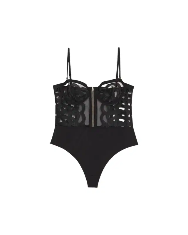 Kimbaku Strapless Embroidered Bodysuit