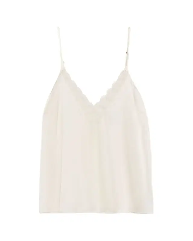 Murmure Plunging Lace-Trim Silk Satin Top