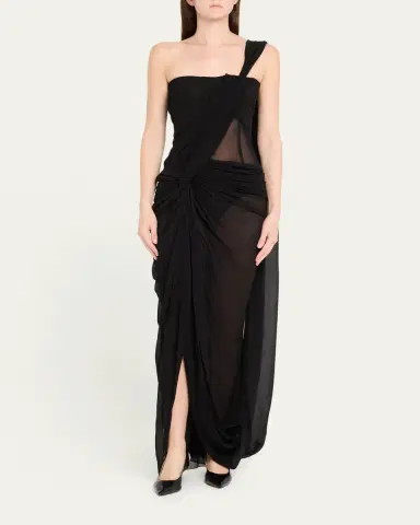 Stella McCartney Asymmetric Draped Crepon Gown | Thumbnail 2 Stella McCartney Asymmetric Draped Crepon Gown | Thumbnail 2