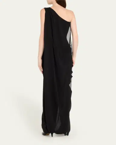 Stella McCartney Asymmetric Draped Crepon Gown | Thumbnail 3 Stella McCartney Asymmetric Draped Crepon Gown | Thumbnail 3