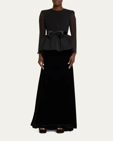 Valentino Garavani Sablé Velvet Peplum Backless Gown | Thumbnail 2 Valentino Garavani Sablé Velvet Peplum Backless Gown | Thumbnail 2