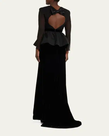 Valentino Garavani Sablé Velvet Peplum Backless Gown | Thumbnail 3 Valentino Garavani Sablé Velvet Peplum Backless Gown | Thumbnail 3