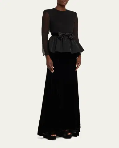 Valentino Garavani Sablé Velvet Peplum Backless Gown | Thumbnail 4 Valentino Garavani Sablé Velvet Peplum Backless Gown | Thumbnail 4
