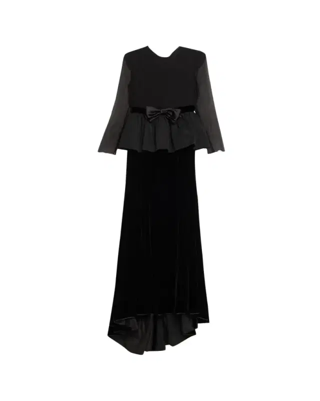 Valentino Garavani Sablé Velvet Peplum Backless Gown