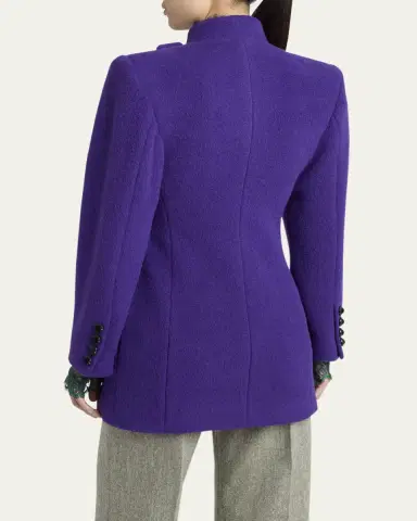 Valentino Garavani Ruched Velour Peacoat With Bow | Thumbnail 3 Valentino Garavani Ruched Velour Peacoat With Bow | Thumbnail 3