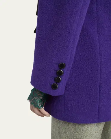 Valentino Garavani Ruched Velour Peacoat With Bow | Thumbnail 5 Valentino Garavani Ruched Velour Peacoat With Bow | Thumbnail 5