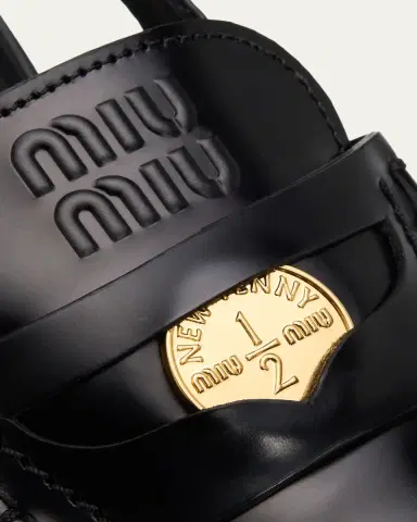 Miu Miu Spazzolato Leather Slingback Penny Loafers | Thumbnail 3