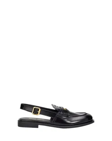 Miu Miu Spazzolato Leather Slingback Penny Loafers | Thumbnail 1