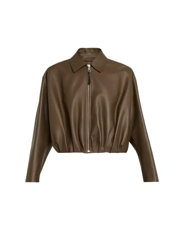 Leather Draped Bomber Jacket
