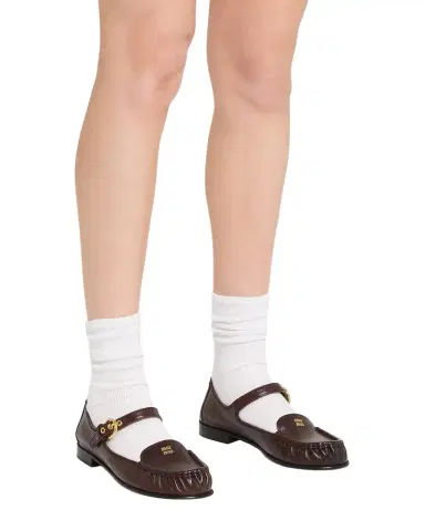 Miu Miu Leather Mary Jane Loafers | Thumbnail 1
