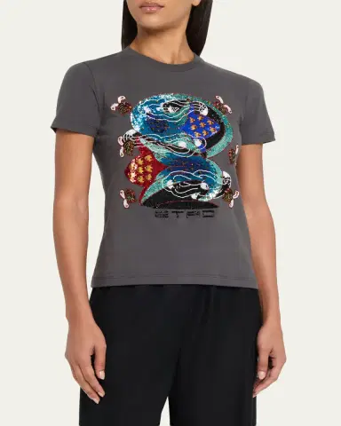 Etro Short-Sleeve Embroidered Graphic T-Shirt | Thumbnail 4 Etro Short-Sleeve Embroidered Graphic T-Shirt | Thumbnail 4