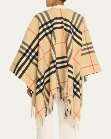 Burberry Contrast Check Cashmere-Wool Cape | Thumbnail 3