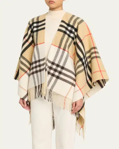 Burberry Contrast Check Cashmere-Wool Cape | Thumbnail 4