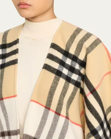 Burberry Contrast Check Cashmere-Wool Cape | Thumbnail 5
